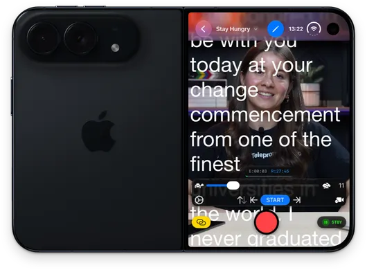 Teleprompter Pro on iPhone Duo on the outer display