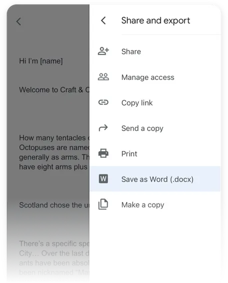 Google Docs Export to Word .docx